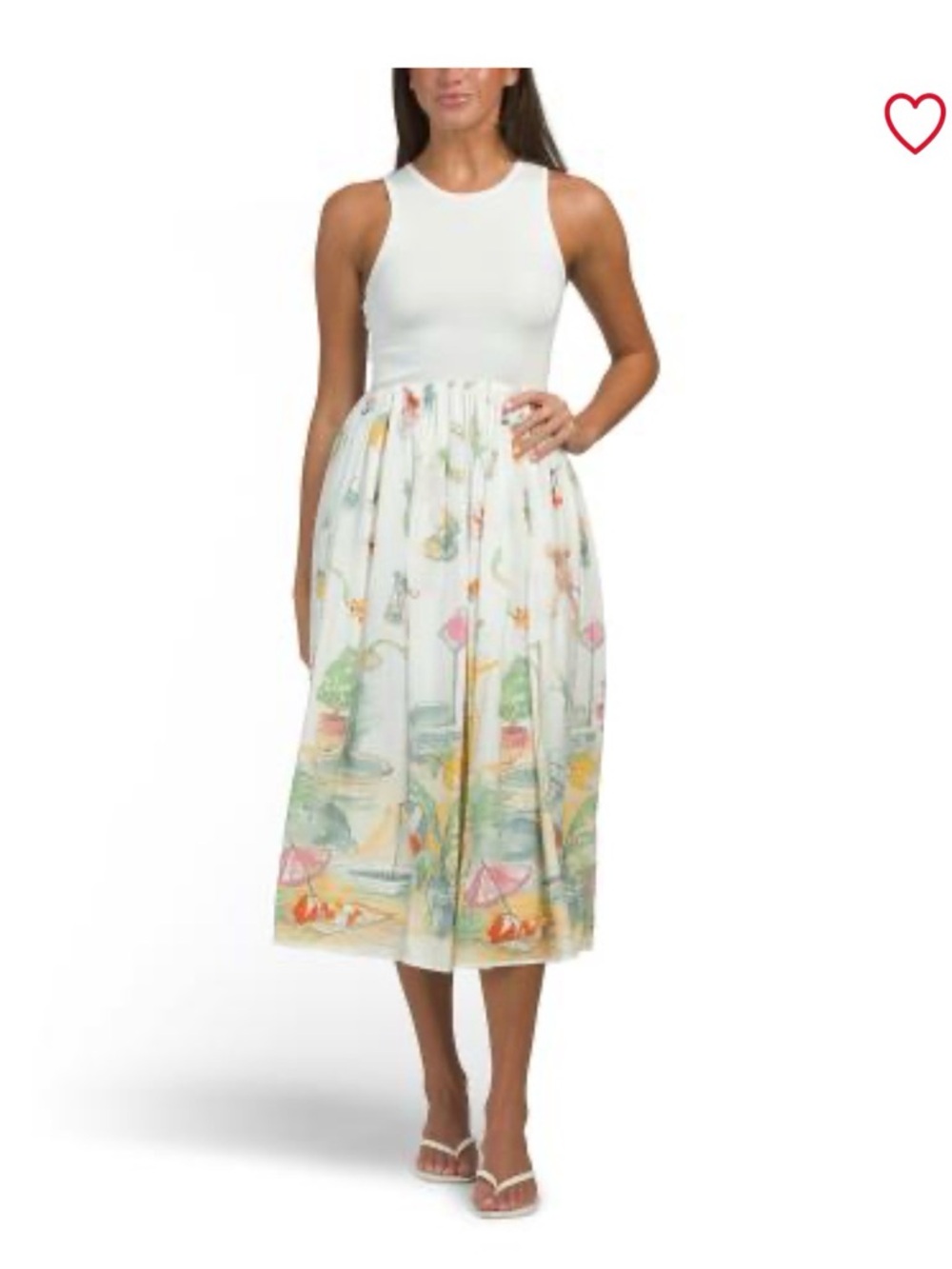 Moon River White Tank Maxi Dress with Multicolor Floral Skirt